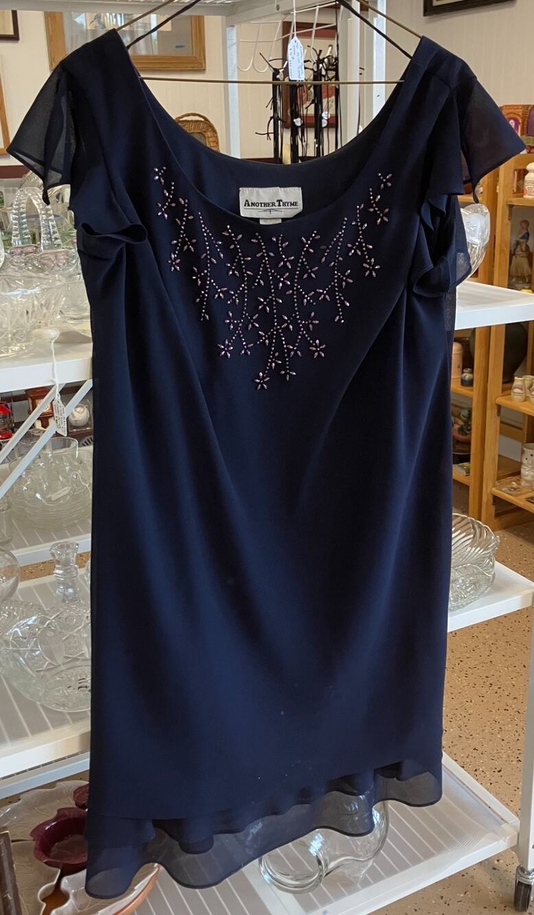 Another Thyme Beaded Short Sleeve Size 22WP Dark Blue Dress NOC2583